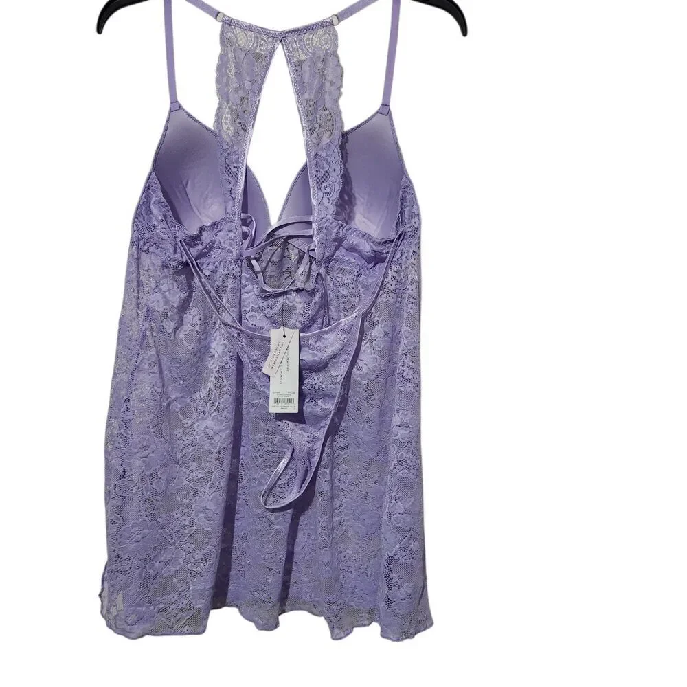 Lilac London 2PCS!! Babydoll chemise and thong lingerie set Size XXL Lavender